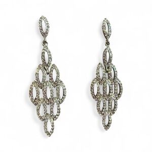 Elegant Rhinestone Chandelier Drop Earrings Glam Statement Jewelry Bridal